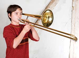 Playing the trombone