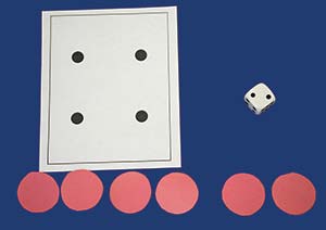 Dot card with die and markers