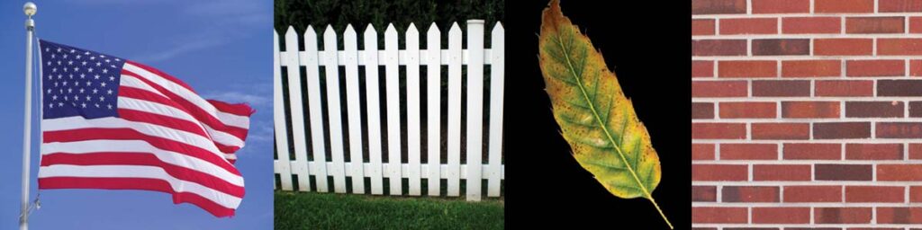 flag, fence, leaf, brick wall