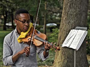 Playing violin