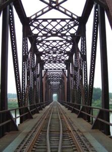 railroad tracks on bridge