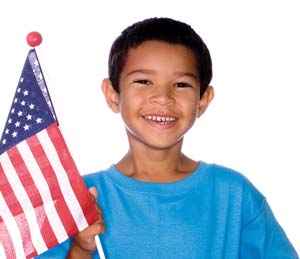 Proud child with flag