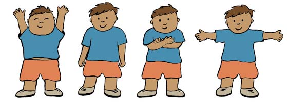 Illustration of children doing poses