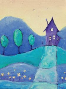 Little blue house painting