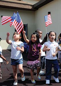 Children with American Flag