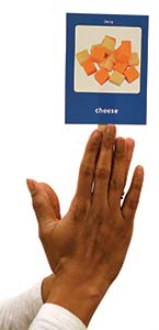 hands holding food card