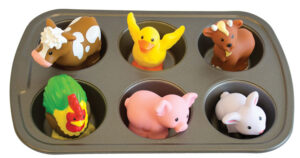 muffin tin with animals