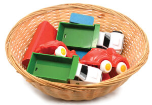 Toys for sorting in a basket