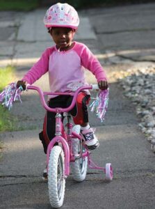 Riding bike with helmet