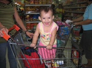 Standing in shopping cart