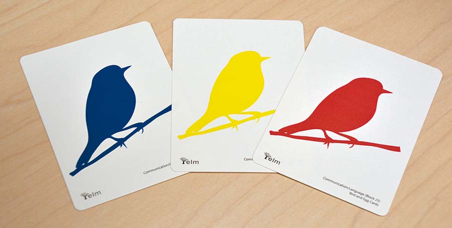 Bird cards of different colors