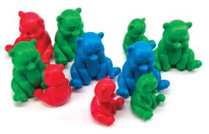 10 sorting bears in red, green, and blue