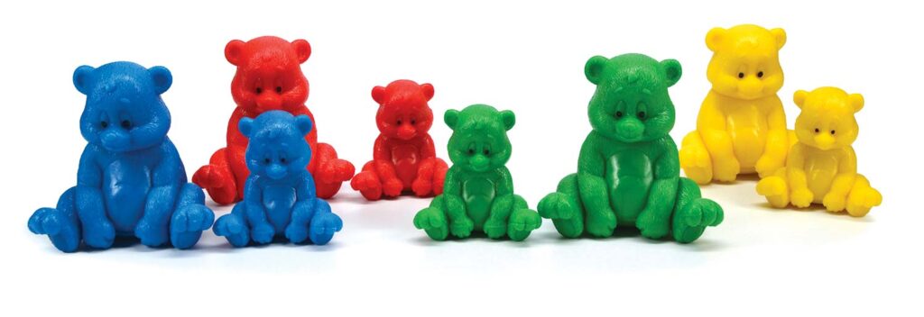 Small and large sorting bears paired up by color